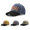 Men and Women Color Match Sun Visor Dubai Letter Washed Denim Baseball Cap