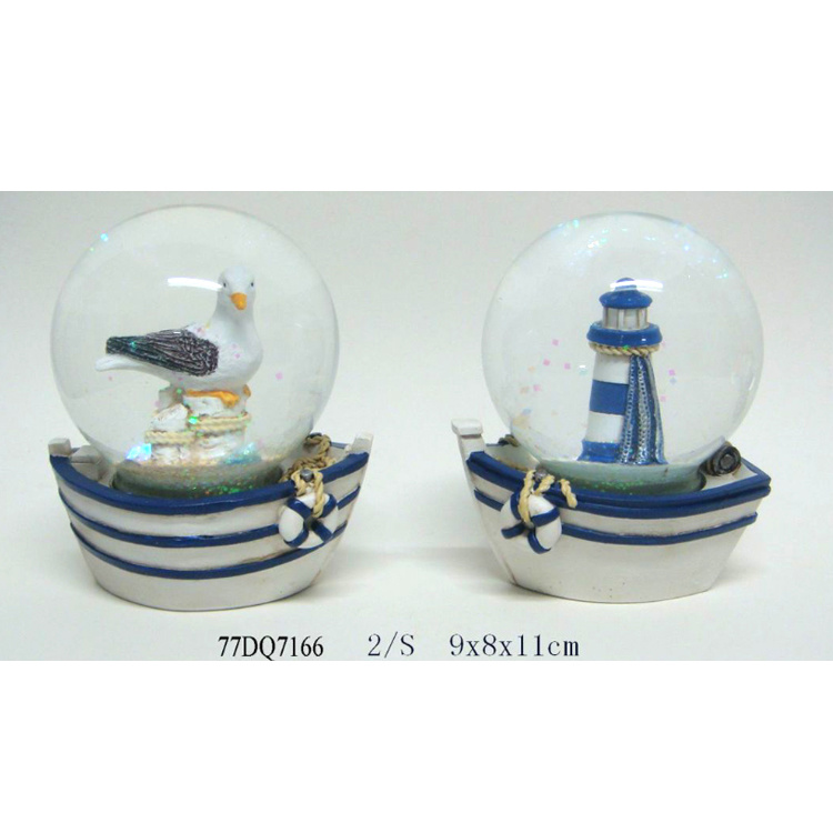 Wholesale Custom Resin Souvenir Nautical Ocean Boat Sailboat Anchor Lighthouse Snow Globe