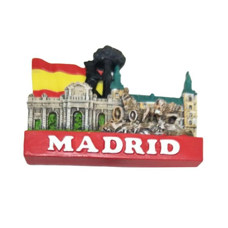 Custom Hand Painted Polyresin Spain Tourist Souvenirs Madrid Fridge Magnet