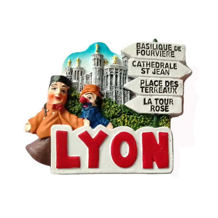 Custom Resin Craft Collection 3D Lyon France Fridge Magnet Travel Souvenir Fridge Magnet