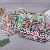 Custom Foam Logo Women Canvas Souvenir Dubai Letter Beach Tote Bag