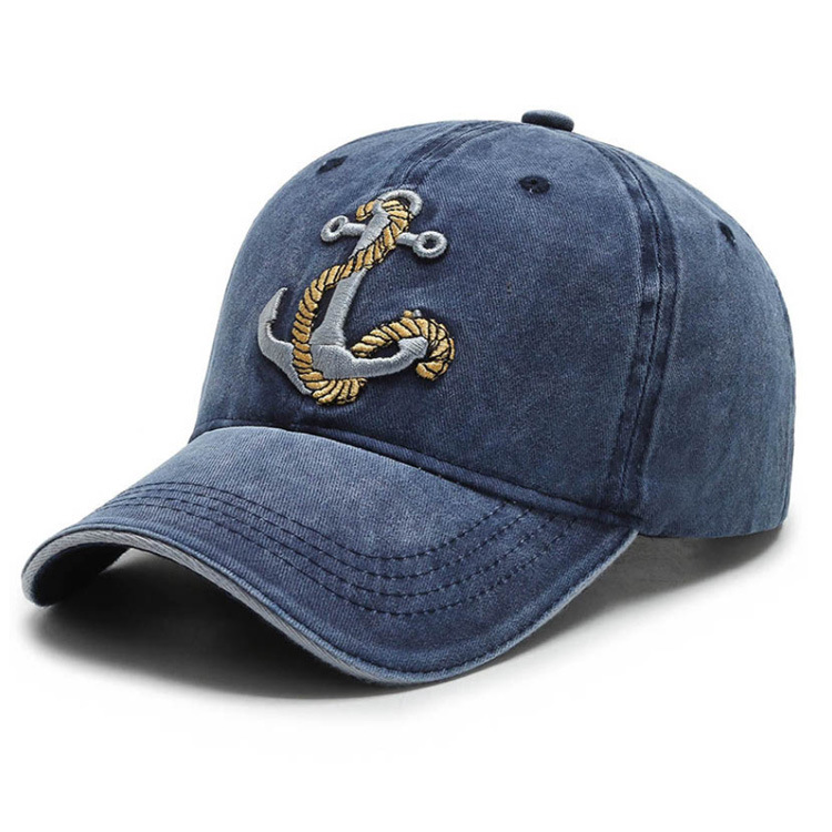 Wholesale Cheap Anchor Logo Outdoor Travel Washed Denim Vintage Baseball Cap