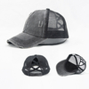 Wholesale Cross Ponytail Baseball Cap Women′s Spring Summer Sunscreen Washed Hole Mesh Hat