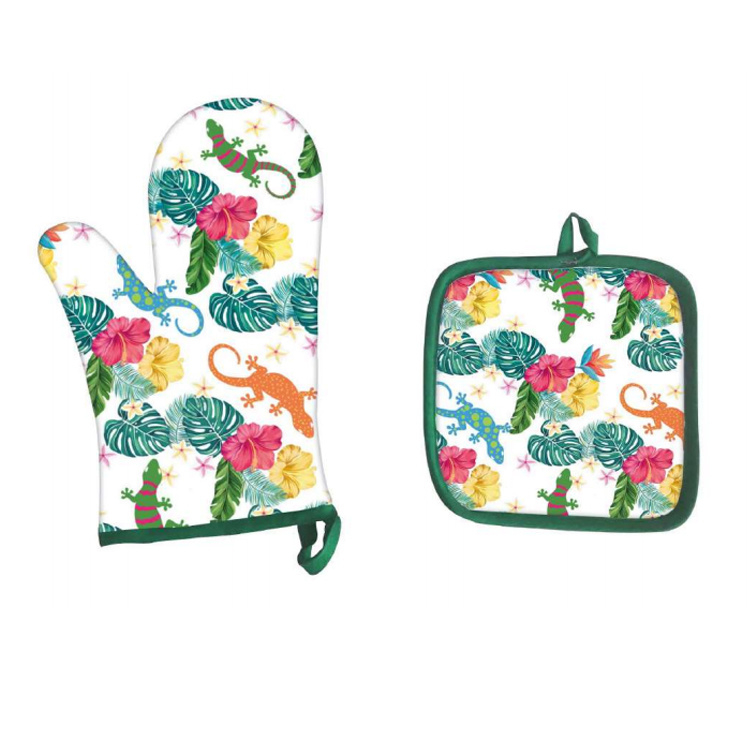 Custom Souvenir Oven Mitt and Pot Holder Cotton Kitchen Set