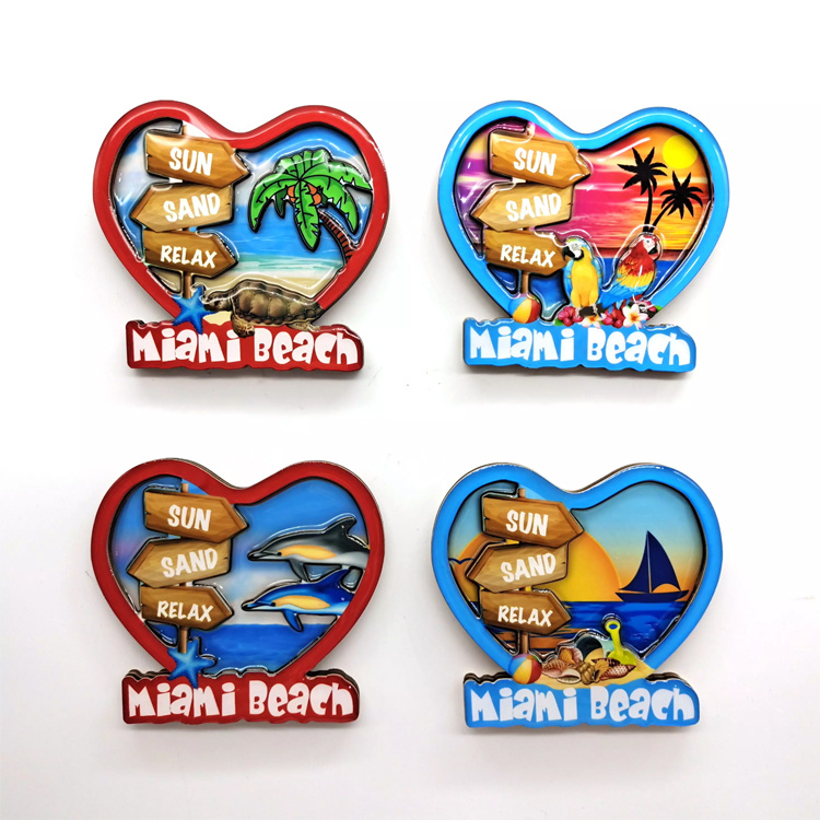 Factory Custom Tropical Island Beach Souvenir 2 Layers MDF Fridge Magnet with Epoxy