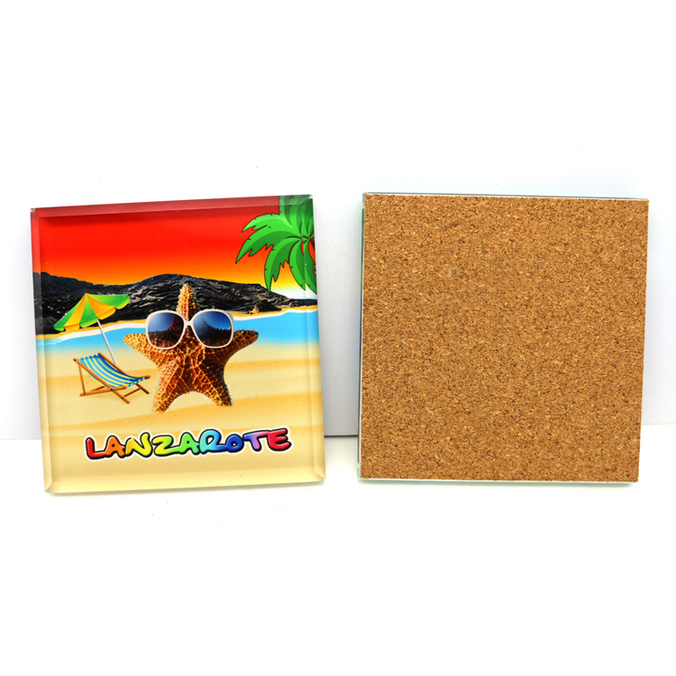 Wholesale Custom Printed Sublimation Tourist Souvenir Glass Tea Coaster