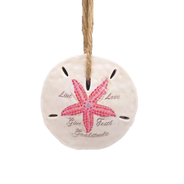 Custom Printing Souvenir Hanging Resin Sand Dollar Shells Beach Christmas Ornaments