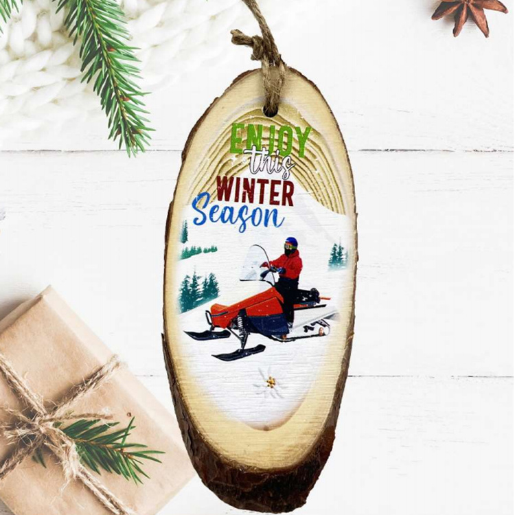 Natural Wood Christmas Ornament Hanging Custom Sublimation Ski Christmas Ornaments