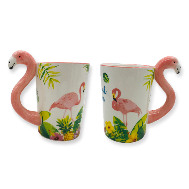 Wholesale Custom 3D Animal Cup Flamingo Ceramic Mug