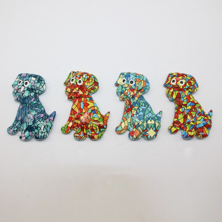 Factory Wholesale New Design Tie Dye Colorful Colors Resin Animal Shape Tourist Souvenir Dog Cat Fridge Magnet