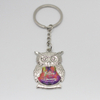 Custom Logo Metal Tourist Souvenir Smart Rhinestone Owl Key Chains Bird Owl Keychain