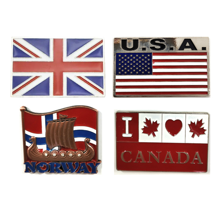 Custom Shape Country Map Souvenir Fridge Magnet Enamel Metal Flag Fridge Magnet