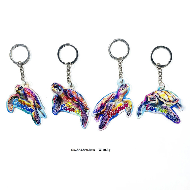 Custom Double Sided Printing Epoxy Acrylic Beach Flamingo Bahamas Souvenir Keychain