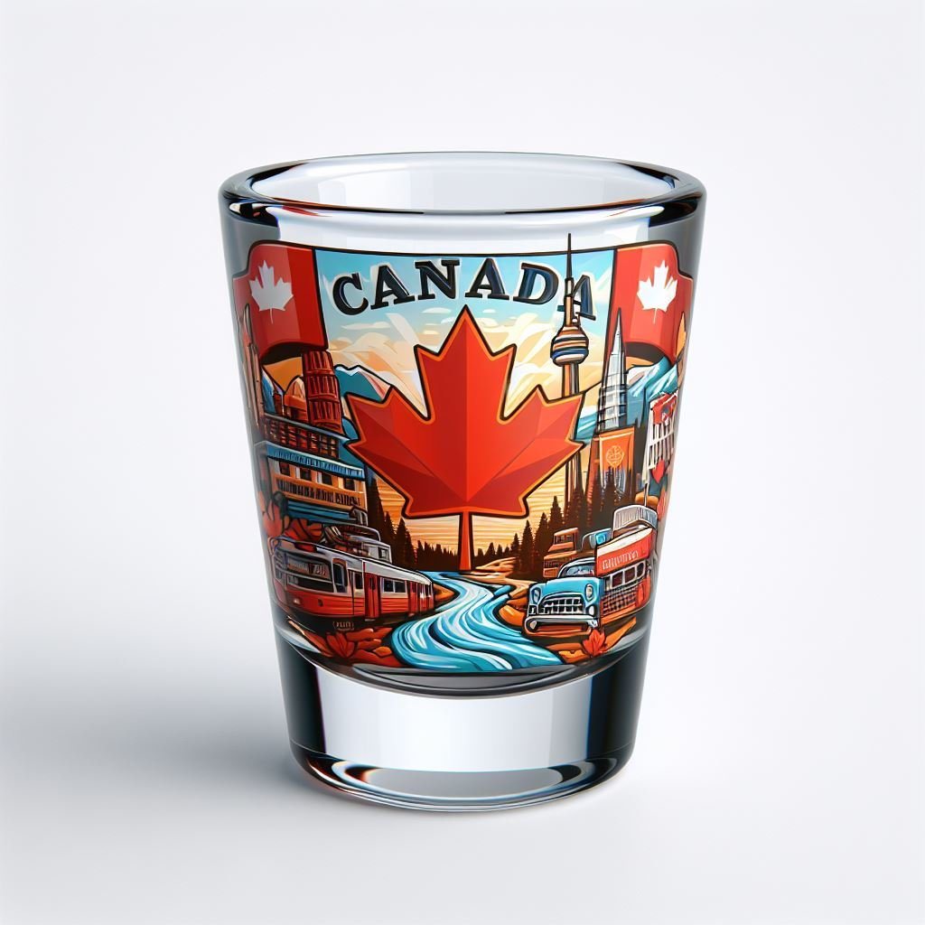 Custom Decal Logo Vodka Tourist Souvenir Canada Shot Glass