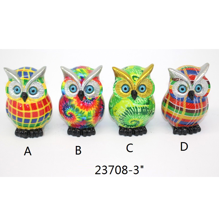 Wholesale Custom Animal Figurine Home Decor Colorful Resin Owl Statue