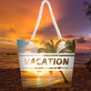 Custom Logo Palm Tree Beach Souvenir Tote Bag Large Canvas Travel Vacation Bag