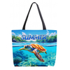 Custom Logo Printing Canvas Beach Souvenir Hawaii Aloha Tropical Palm Leaf Beach Tote Bag