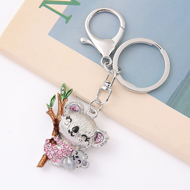 Wholesale Metal Women Handbag Pendant Cute Animal Rhinestone Australia Souvenir Koala Keyring Koala Keychain