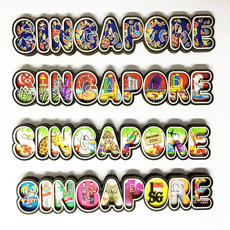 Custom Letter Shape MDF Wood Travel Gift Singapore Souvenir Fridge Magnet