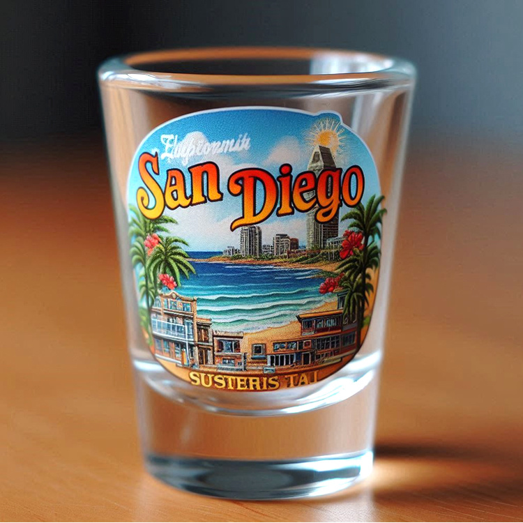 Customized Decal Logo Bridge San Francisco Souvenir Clear 1.5oz Shot Glass