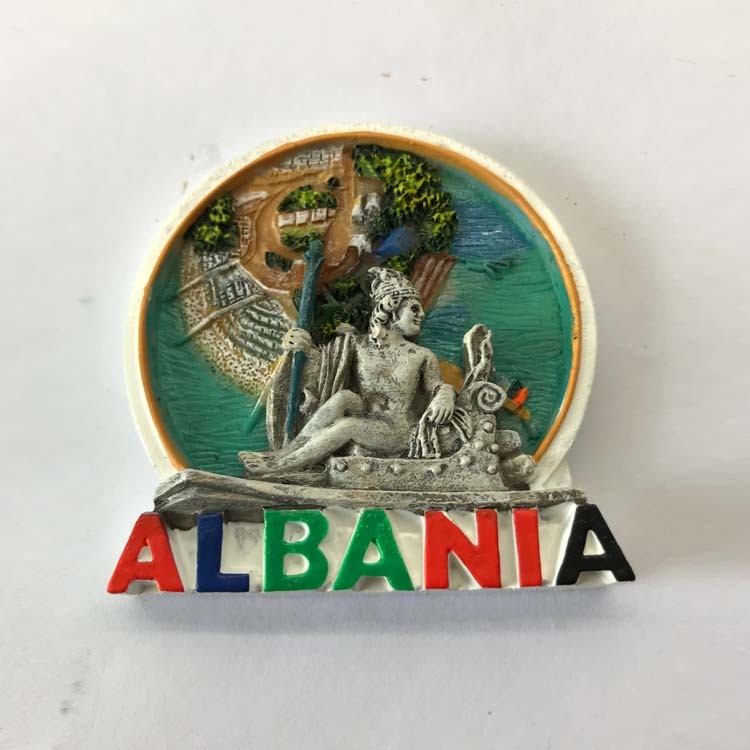 Factory Custom Resin Refrigerator Magnet Albania Souvenir Fridge Magnet