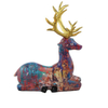 Nordic Style Colorful Decal Design Christmas Deer Gift Resin Sitting Deer Sculpture for Desktop Decor