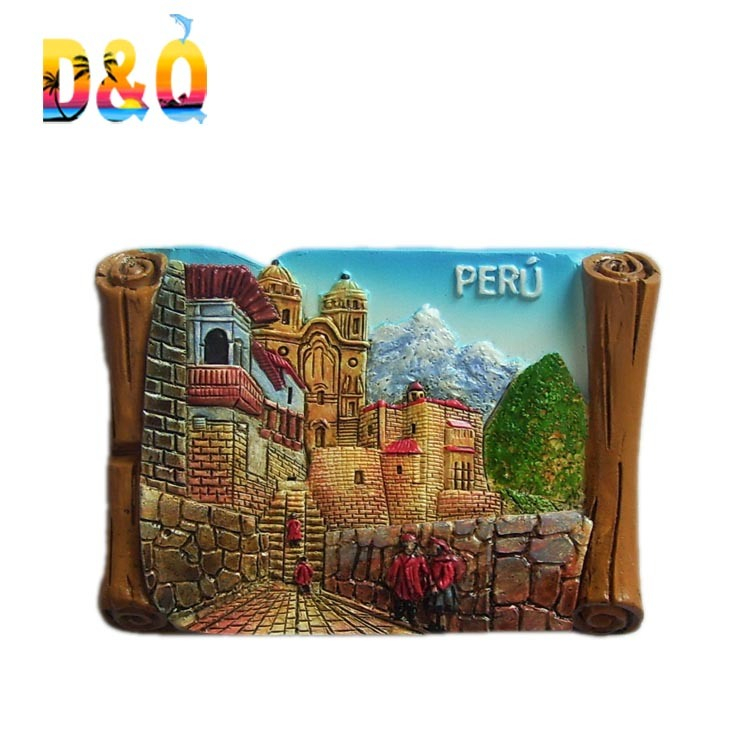 Custom South American Resin Hand Printing Peru Souvenir Fridge Magnet