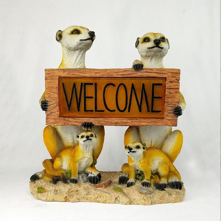 Custom Outdoor Garden Decor Resin Welcome Sign Animal Statue