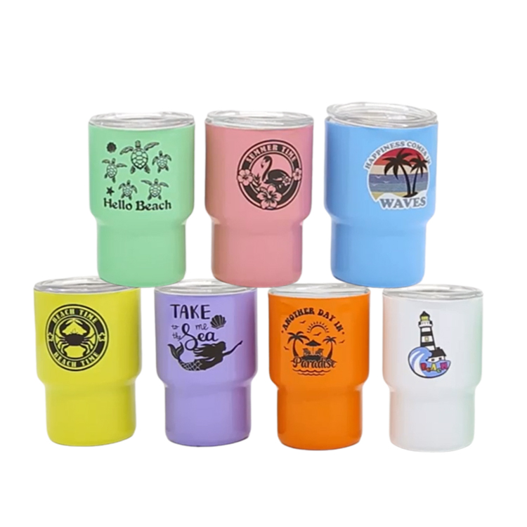 Custom Logo Whiskey Shot Glass Tumbler Stainless Steel 3oz Mini Tumbler With Straw