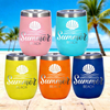 Custom Logo Stainless Steel Insulated Cup Summer Beach Tumbler Laser Engraving 12oz Personalized Tumbler with Lids