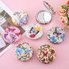 Customized Printed Design Souvenir Gift Leather Mini Makeup Mirror Butterfly Double-sided Foldable Rhinestone Compact Mirror