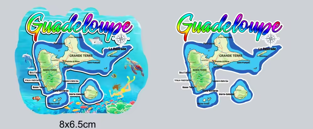 Customized Beach Islands Turtle Wood Magnet Guadeloupe Souvenir Fridge Magnet