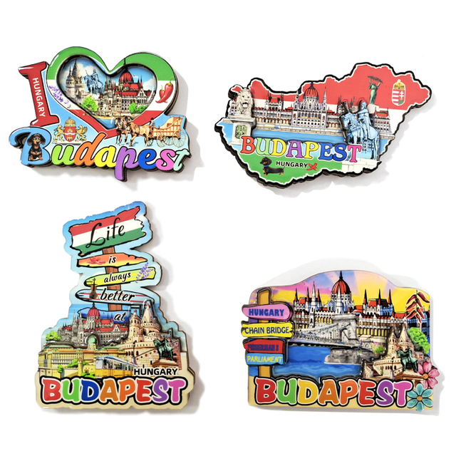 Factory Customised Design Refrigerator Sticker MDF Wood Budapest Hungary Souvenir Fridge Magnet