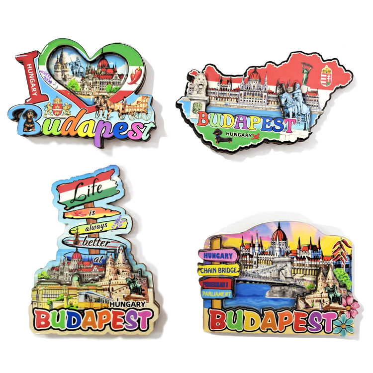 Factory Customised Design Refrigerator Sticker MDF Wood Budapest Hungary Souvenir Fridge Magnet