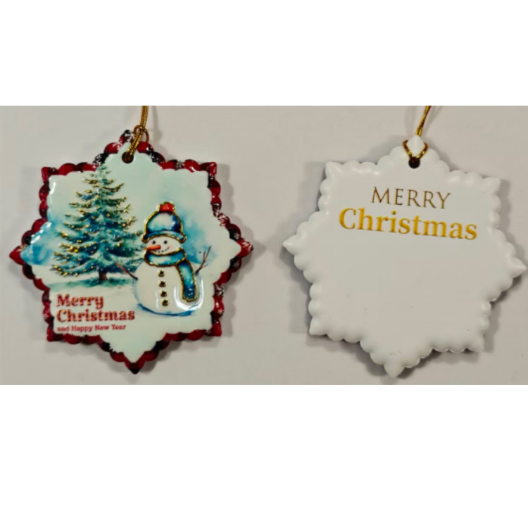 Factory Custom 3d Printed Ceramic Christmas Decoration Hanging Sublimation Ceramic Christmas Ornament