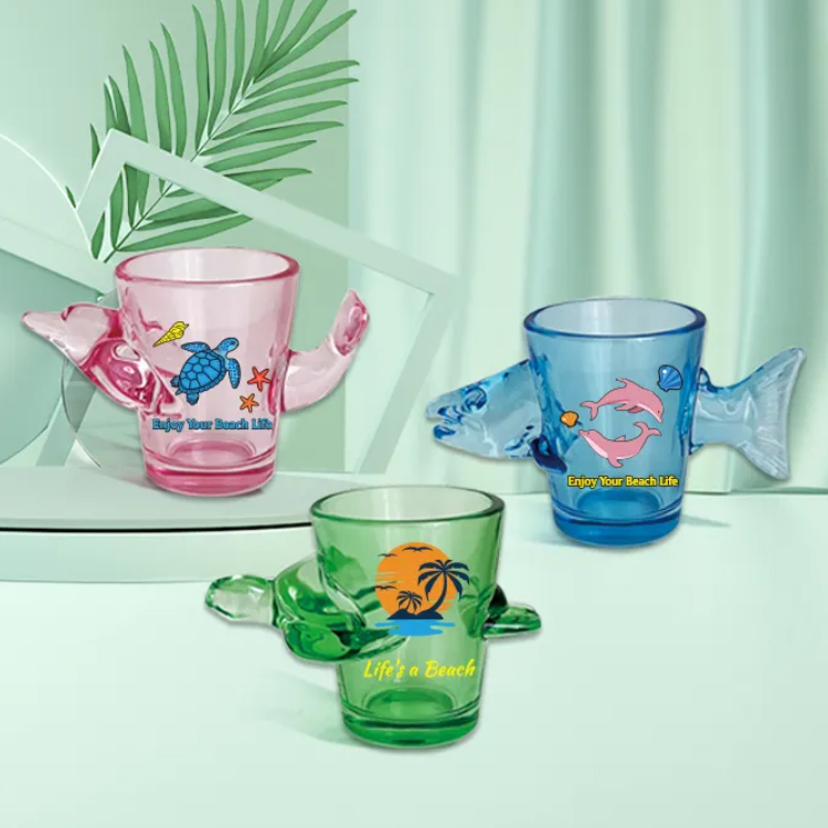 Custom Logo Beach Souvenir Ocean Animal Shaped Shot Glass Novelty Shark Shot Glass