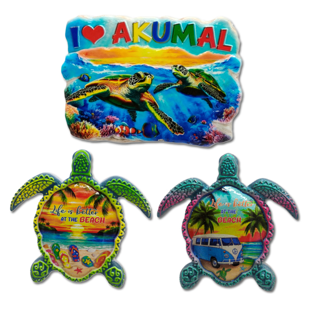 Wholesale Custom Resin Turtle Beach Tourist Gift Magnet African Palm Tree Beach ZANZIBAR Souvenir Fridge Magnet
