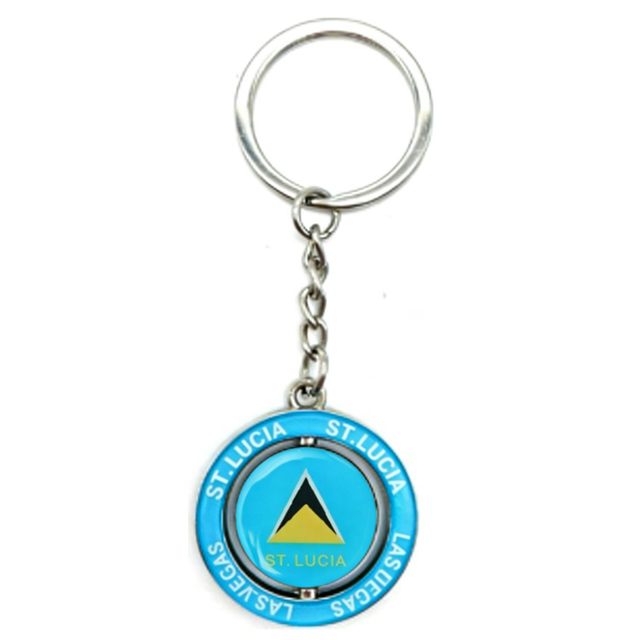 Custom Logo Printing Country Souvenir Gift Keyring Metal Flag Barbados Souvenir Keychain