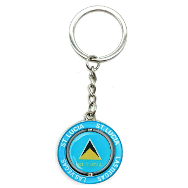 Custom Logo Printing Country Souvenir Gift Keyring Metal Flag Barbados Souvenir Keychain
