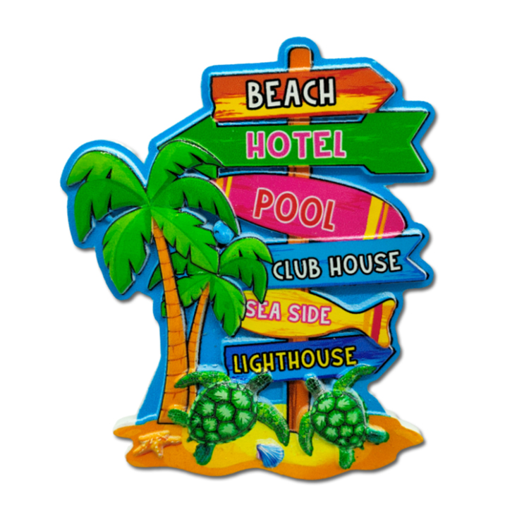 Custom Logo Tropical Palm Tree Resin Printing Beach Bermuda Souvenir Fridge Magnet