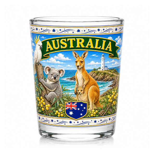 Custom Logo 1.5 2oz Koala Kangaroo Australian Shot Glasses Australia Souvenir Shot Glass