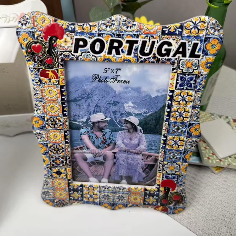 Custom 3D Embossed Printing Home Decor Ceramic Picture Frame 4x6 Tourist Souvenir Ceramic Photo Frame