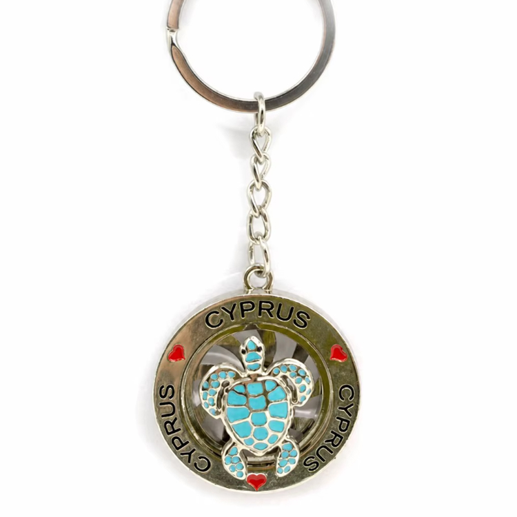 Custom Logo Beach Animal Spinner Sea Turtle Keychain Cyprus Souvenir Metal Keychain