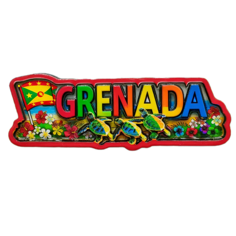 Custom Logo Travel MDF Wood Flag Map Grenada Souvenirs Fridge Magnet
