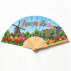 Customomized Printing Personalized Delft Blue Holland Souvenir Bamboo Hand Fan Amsterdam Hand Fan
