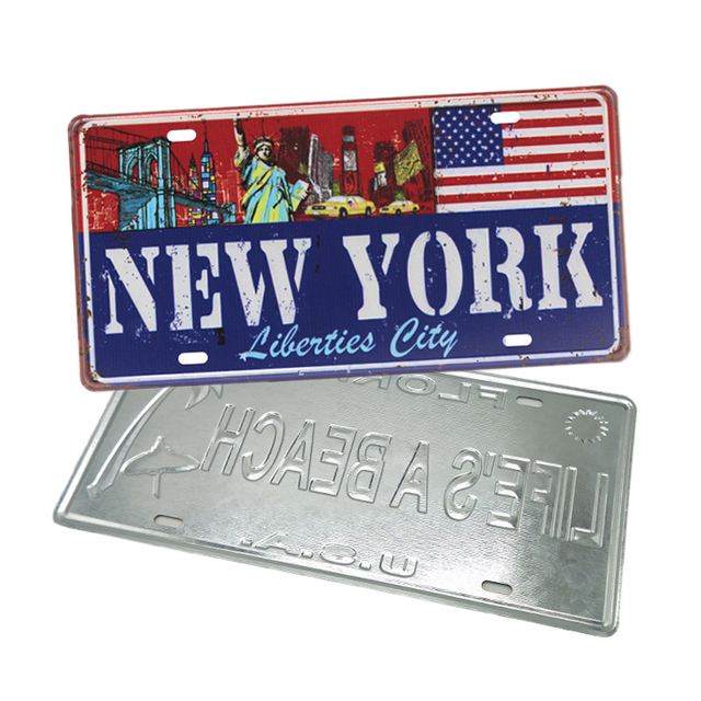 Custom Logo Embossed Printing Metal Aluminum Decorative Car License Plate Amsterdam Souvenir License Plate