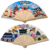 Customizable Hand Fans Greece Eco-Friendly Souvenir Personalized Bamboo Hand Fan