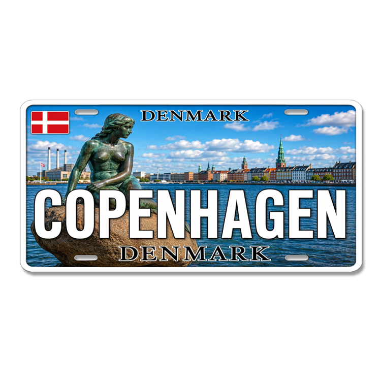 Custom 3D Embossed Printing Personalized Souvenir Copenhagen Denmark License Plate