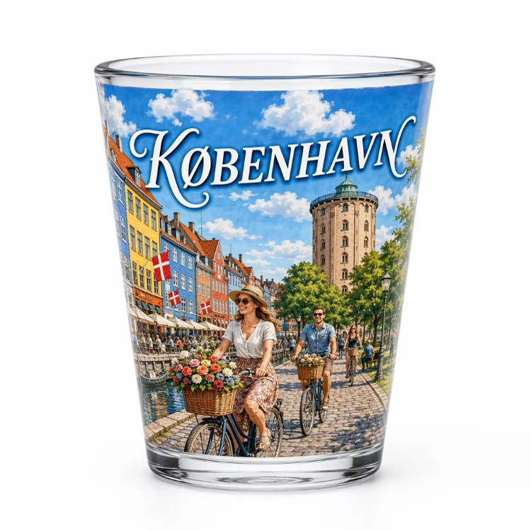 Customized OEM ODM Full Print Shot Glasses Souvenir Copenhagen Denmark Shot Glass