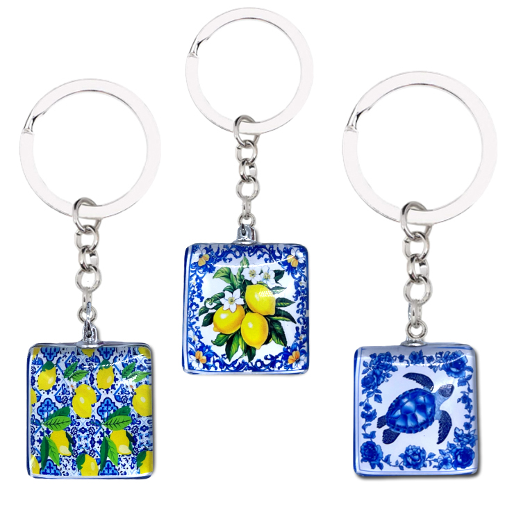 Wholesale Custom Logo Design Metal Glass Fish Snack Food Sardines Keychain Souvenir Sardine Keychains